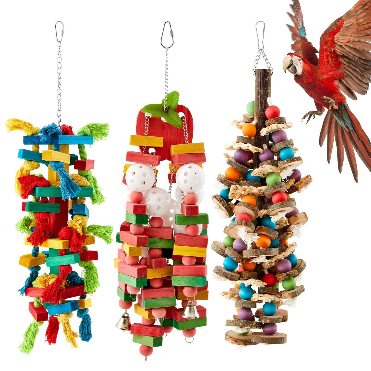 Large Bird Parrot Chewing Toy Set (3 Pcs)